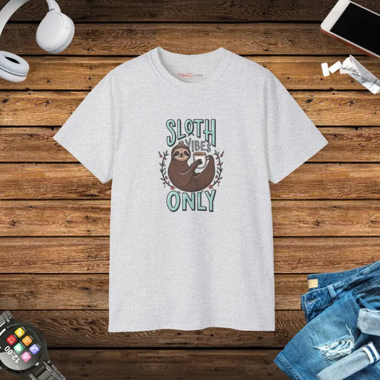 Chill in Style with our Sloth Vibes Unisex Ultra Cotton Tee - Ash / s T-shirt