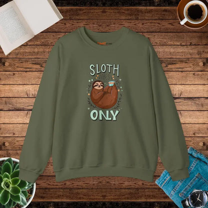 Embrace Comfort with our Unisex Sloth Crewneck Sweatshirt - s / Military Green