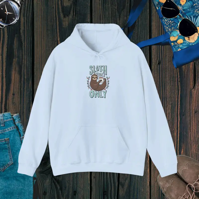 Unisex Heavy Blend™ Hooded Sweatshirt: Relax in Sloth Vibes! - Light Blue / s Hoodie