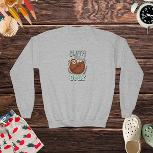 Sloth Vibes Youth Crewneck Sweatshirt - Cozy Comfort - Dipaliz - Sport Grey / Xs - Sweatshirts