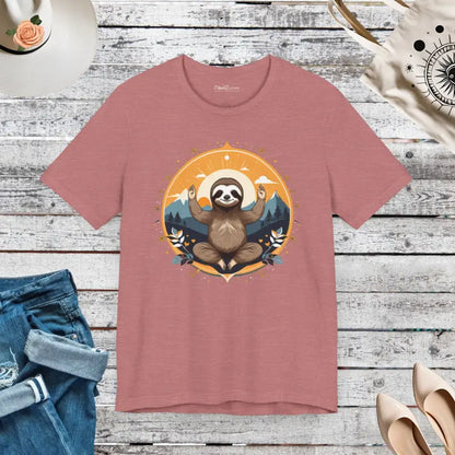 Chill Vibes: Sloth Yoga Unisex Jersey Tee - Heather Mauve / s T-shirt