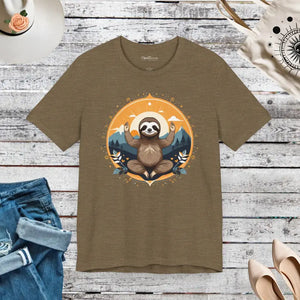 Sloth Yoga Unisex Jersey Tee - Comfy Standout Style - Dipaliz - Heather Olive / s - T-shirts