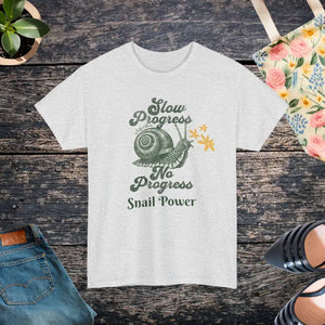 T-shirt - Unisex Deluxe Snail Tee Slow Progress no Shirt - Dipaliz Ash / s