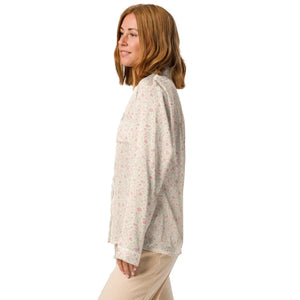 Floral Long Sleeve Pajama - Silky Relaxed Fit Shirt - Dipaliz - Clothing Tops - s