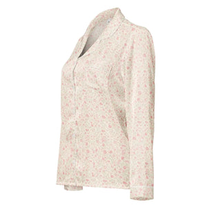 Floral Long Sleeve Pajama - Silky Relaxed Fit Shirt - Dipaliz - Clothing Tops - s