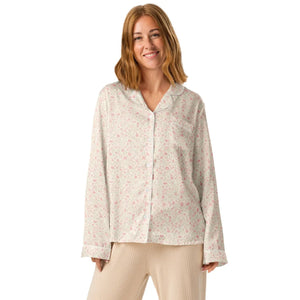 Floral Long Sleeve Pajama - Silky Relaxed Fit Shirt - Dipaliz - Clothing Tops - s