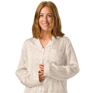 Floral Long Sleeve Pajama - Silky Relaxed Fit Shirt - Dipaliz - Clothing Tops - s