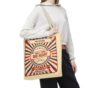 Small Town Big Heart Tote Bag - Vintage Americana Personalized Canvas - Bags