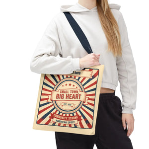 Small Town Big Heart Tote Bag - Vintage Americana Personalized Canvas - Bags