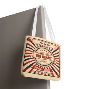 Small Town Big Heart Tote Bag - Vintage Americana Personalized Canvas - Bags