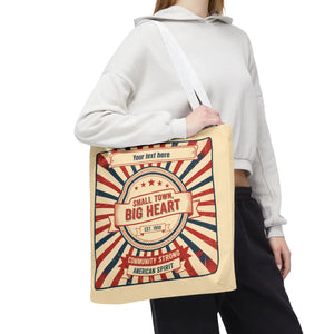 Small Town Big Heart Tote Bag - Vintage Americana Personalized Canvas - Bags