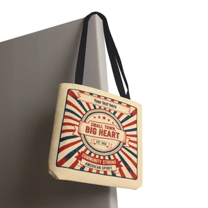 Small Town Big Heart Tote Bag - Vintage Americana Personalized Canvas - Bags
