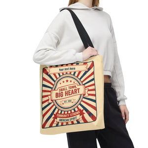 Small Town Big Heart Tote Bag - Vintage Americana Personalized Canvas - Bags