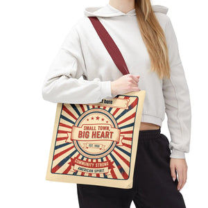 Small Town Big Heart Tote Bag - Vintage Americana Personalized Canvas - Bags