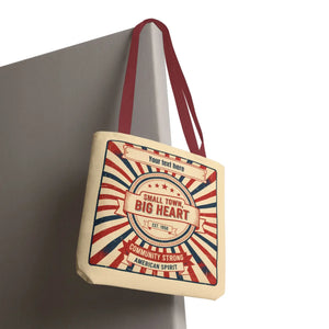 Small Town Big Heart Tote Bag - Vintage Americana Personalized Canvas - Bags
