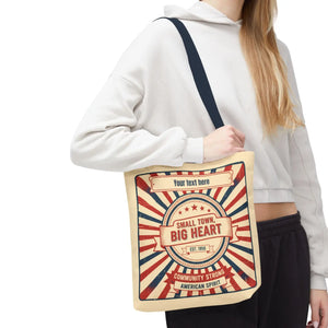 Small Town Big Heart Tote Bag - Vintage Americana Personalized Canvas - Bags