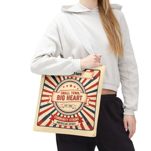 Small Town Big Heart Tote Bag - Vintage Americana Personalized Canvas - Bags