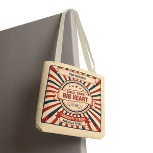 Small Town Big Heart Tote Bag - Vintage Americana Personalized Canvas - Bags