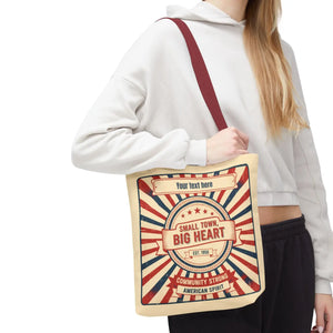 Small Town Big Heart Tote Bag - Vintage Americana Personalized Canvas - Bags