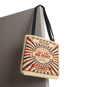 Small Town Big Heart Tote Bag - Vintage Americana Personalized Canvas - Bags