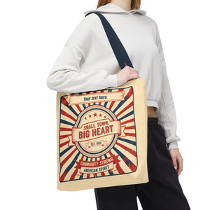 Small Town Big Heart Tote Bag - Vintage Americana Personalized Canvas - Bags