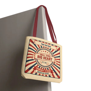 Small Town Big Heart Tote Bag - Vintage Americana Personalized Canvas - Bags