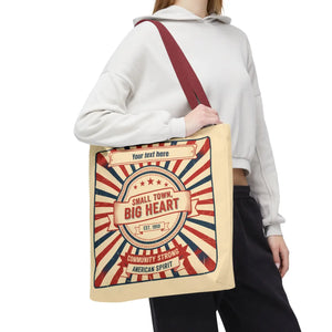 Small Town Big Heart Tote Bag - Vintage Americana Personalized Canvas - Bags