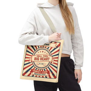 Small Town Big Heart Tote Bag - Vintage Americana Personalized Canvas - Bags