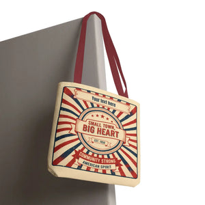 Small Town Big Heart Tote Bag - Vintage Americana Personalized Canvas - Bags
