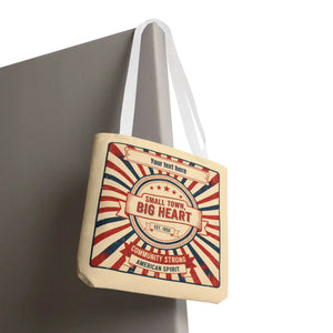 Small Town Big Heart Tote Bag - Vintage Americana Personalized Canvas - Bags