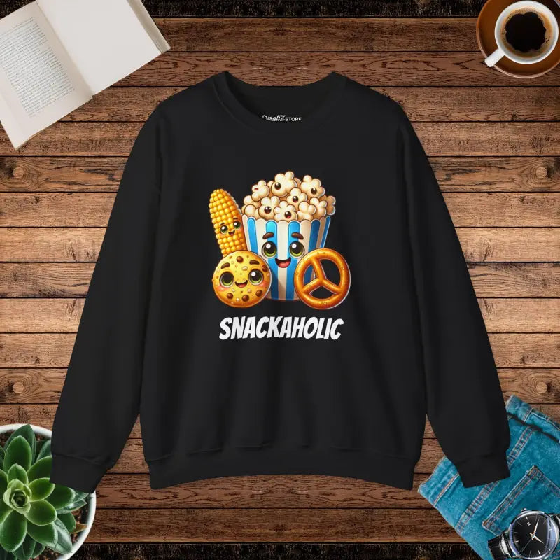 Crewneck Sweatshirt - Snackaholic Style | Dipaliz - s / Black - Sweatshirts