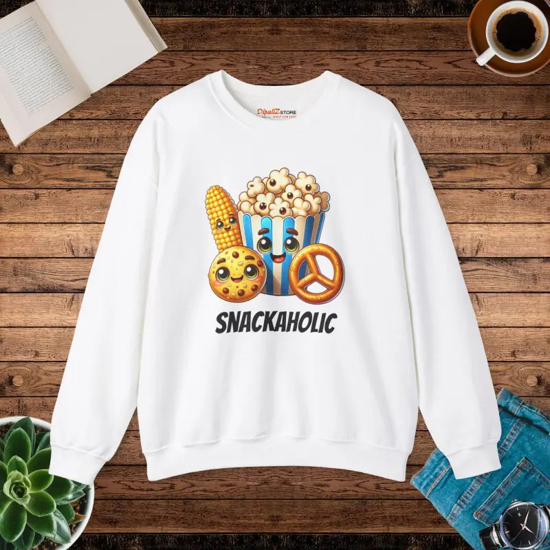 Snackaholic Popcorn Unisex Heavy Blend Crewneck Sweatshirt - s / White