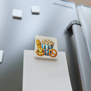 Popcorn Cookies Porcelain Magnet - Bold Pop Art Home Decor - Dipaliz - White / 2’’ x / Square