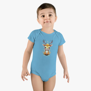 Cute Deer Baby Onesie - Easy Snap Closure Cotton - Dipaliz - & Toddler Tops