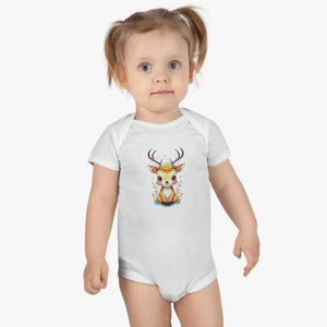Cute Deer Baby Onesie - Easy Snap Closure Cotton - Dipaliz - & Toddler Tops