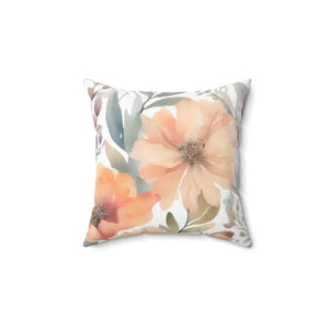 Pastel Large Flowers Spun Polyester Square Pillow - Dipaliz - 14’’ × - Throw Pillows