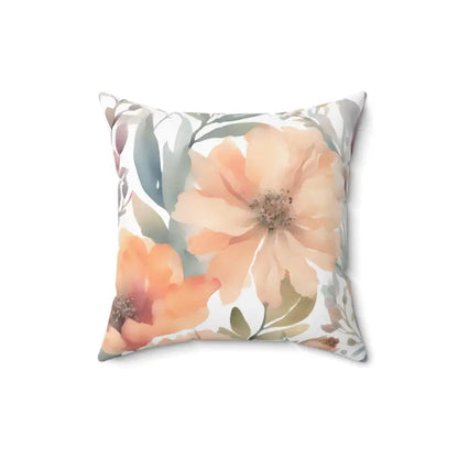 Pastel Large Flowers Spun Polyester Square Pillow - 16’’ × Home Decor