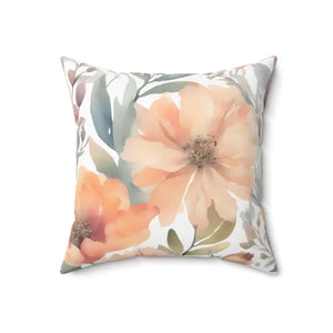 Pastel Large Flowers Spun Polyester Square Pillow - Dipaliz - 18’’ × - Throw Pillows