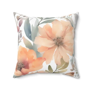Pastel Large Flowers Spun Polyester Square Pillow - Dipaliz - Throw Pillows