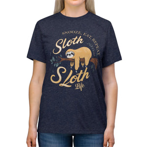 Soft Unisex Sloth Tee - Eat Repeat Triblend - Dipaliz - T-shirts