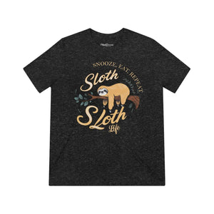 Soft Unisex Sloth Tee - Eat Repeat Triblend - Dipaliz - T-shirts