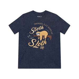 Soft Unisex Sloth Tee - Eat Repeat Triblend - Dipaliz - T-shirts