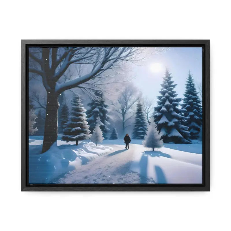 Transform your Space with Snow Capped Winter Trees Canvas - 14″ x 11″ / Black / Premium Gallery Wraps (1.25″)