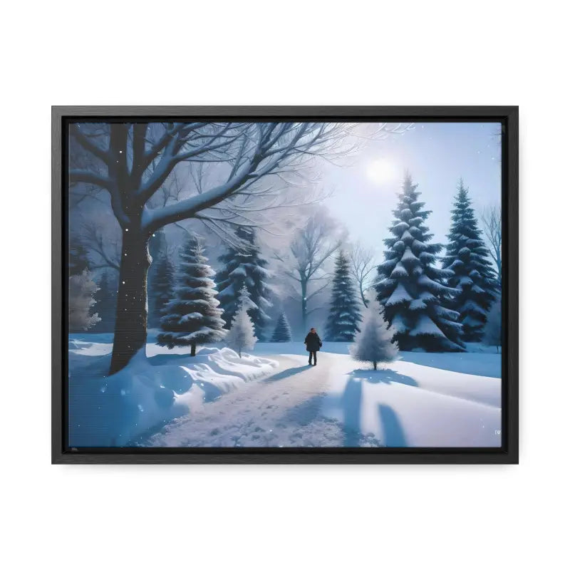 Transform your Space with Snow Capped Winter Trees Canvas - 16″ x 12″ / Black / Premium Gallery Wraps (1.25″)