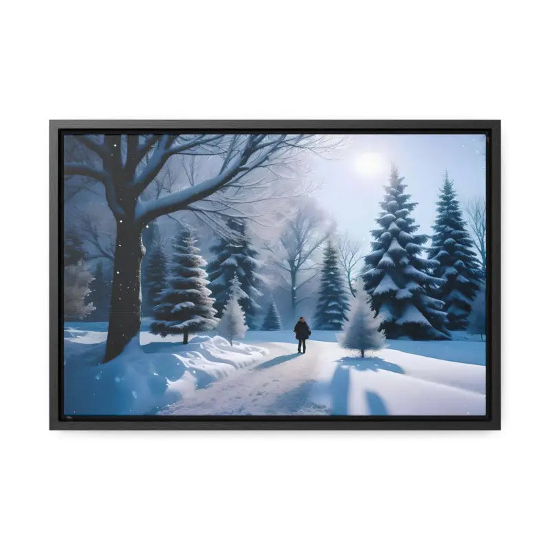 Transform your Space with Snow Capped Winter Trees Canvas - 18″ x 12″ / Black / Premium Gallery Wraps (1.25″)