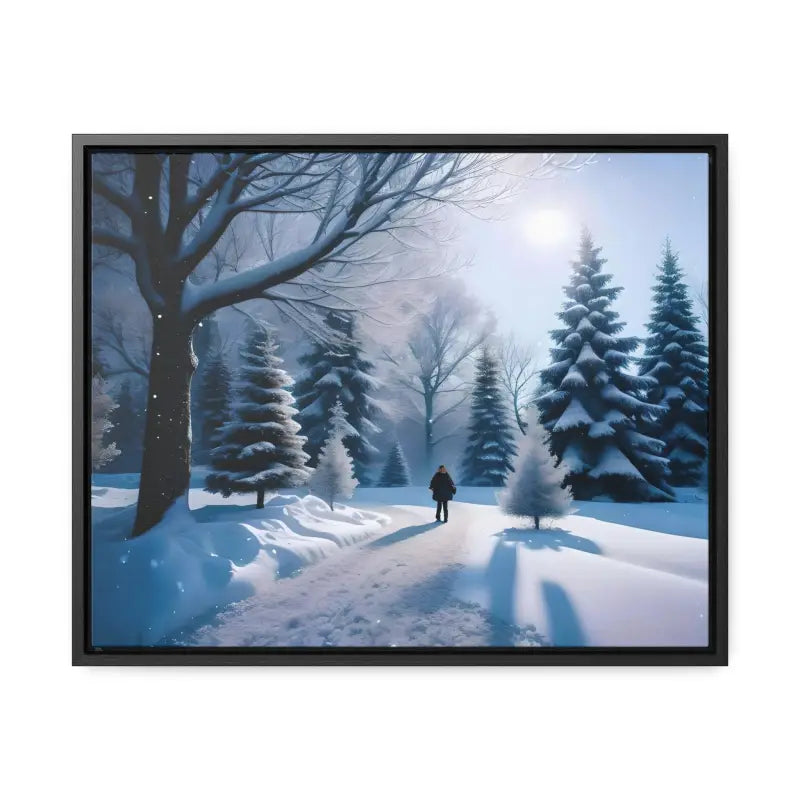 Transform your Space with Snow Capped Winter Trees Canvas - 20″ x 16″ / Black / Premium Gallery Wraps (1.25″)