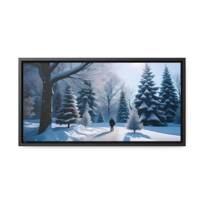 Transform your Space with Snow Capped Winter Trees Canvas - 20″ x 10″ / Black / Premium Gallery Wraps (1.25″)