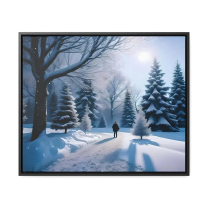 Transform your Space with Snow Capped Winter Trees Canvas - 24″ x 20″ / Black / Premium Gallery Wraps (1.25″)