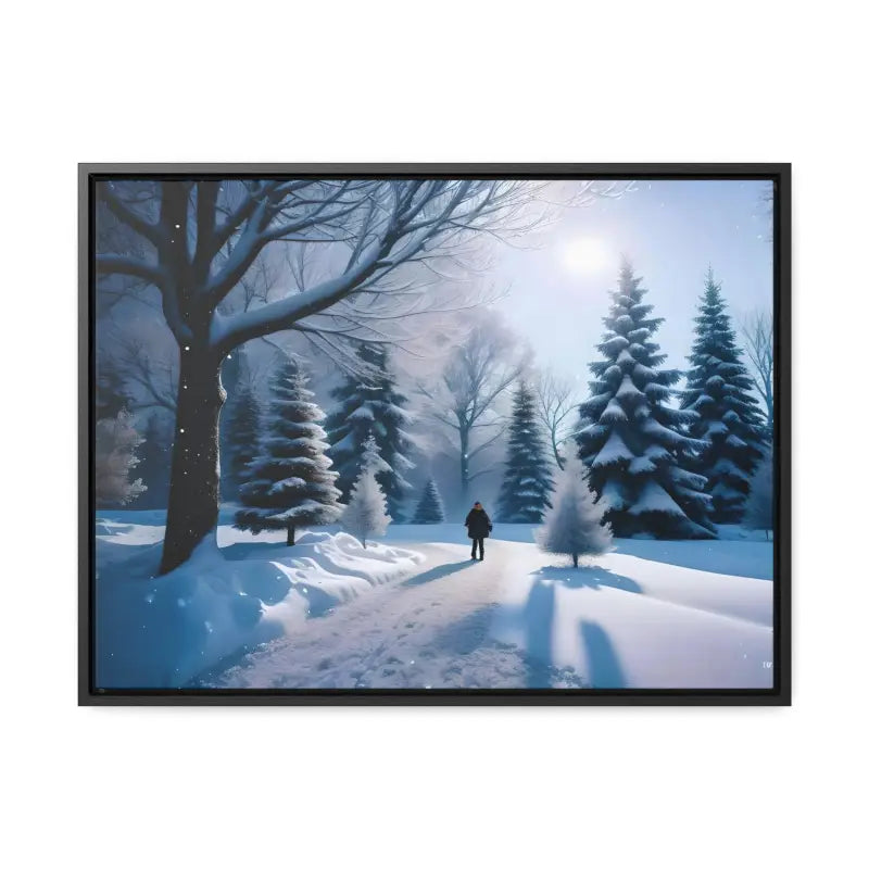 Transform your Space with Snow Capped Winter Trees Canvas - 24″ x 18″ / Black / Premium Gallery Wraps (1.25″)