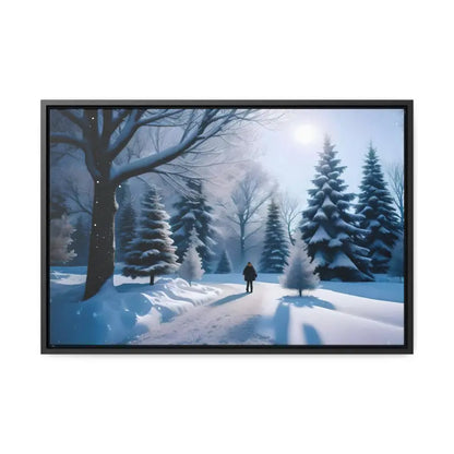 Transform your Space with Snow Capped Winter Trees Canvas - 24″ x 16″ / Black / Premium Gallery Wraps (1.25″)